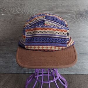 Rosin Headwear Vintage 90s Striped Aztec Design Multicolor Cap with Brown Brim